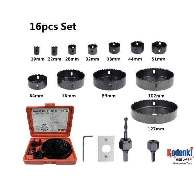 KEPALA MATA BOR HOLESAW HOLE SAW KIT SET GERGAJI BULAT BUNDAR LINGKARAN PEMBOLONG PELUBANG PAPAN KAY