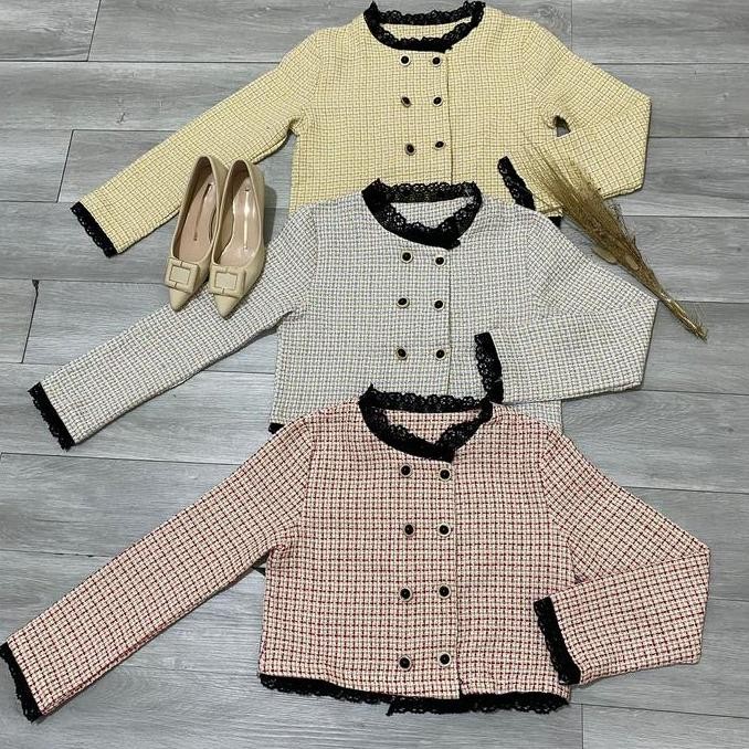 Sale Herchoice Pdb001 Baju Top Blazer | Atasan Long Square Atasan Kerah Rajut N Kaos Rajut Lengan Pe