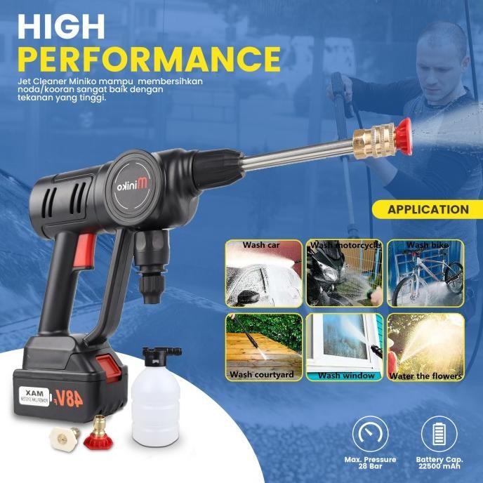 Jet Cleaner Cordless 48Volt, 96Volt  dan 21 volt  Set Alat Cuci Motor Mobil Miniko