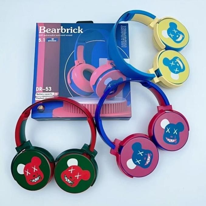 Bearbrick Headphone Bando Headset Bluetooth Karakter Lucu With Mic TI