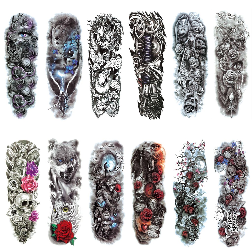 Realistic Tattoo Flower Arm Stickers, Half Arm Tattoo Stickers, Full Arm Geisha Tattoo Stickers for 