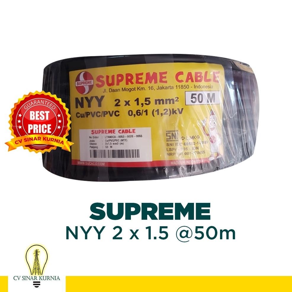 Kabel Listrik NYY 2x1.5 mm 2x1,5 SUPREME| SUPREME Kabel NYY| 50M murah ASLI