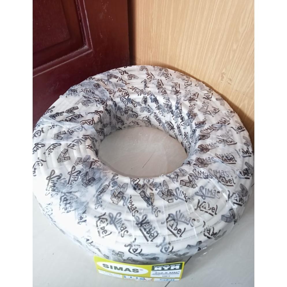 Kabel Listrik NYM 2 x 2.5mm SIMAS 1 Roll 100Y SNI Tembaga Murni Asli Untuk Listrik Standar PLN LMK