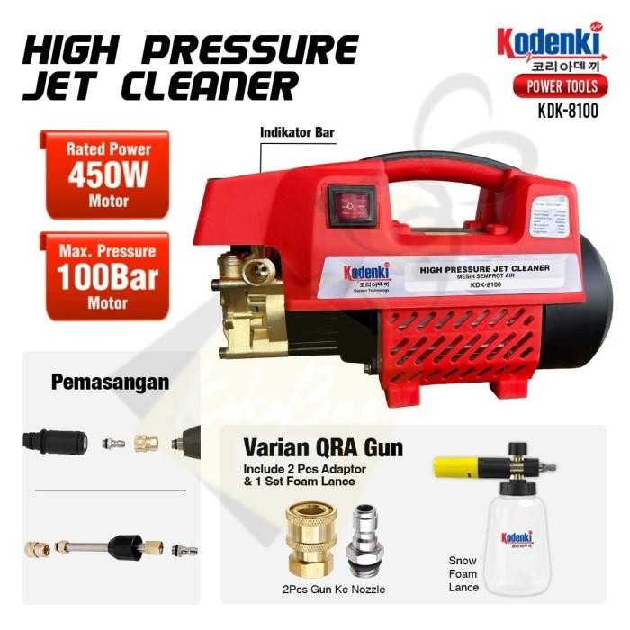 Kodenki Kdk-8100 Mesin Cuci Mobil Motor Kendaraan Tekanan Tinggi Sampai 100Bar 450Watt - High Pressu