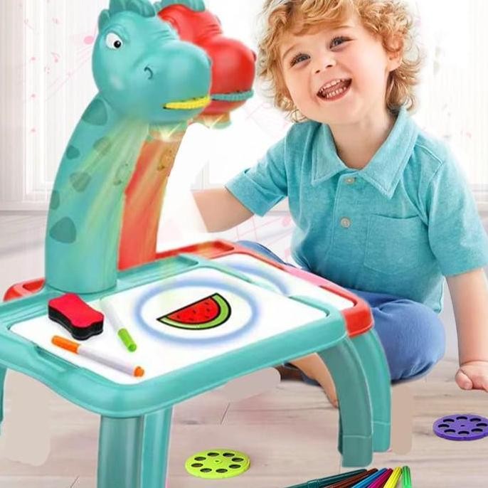 Mainan Meja Menggambar Dengan Proyeksi Gambar Berwarna Model Dinosaurus Anak Set