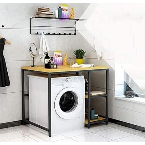 PROMO Rak meja Mesin Cuci minimalis Serbaguna Besi kayu