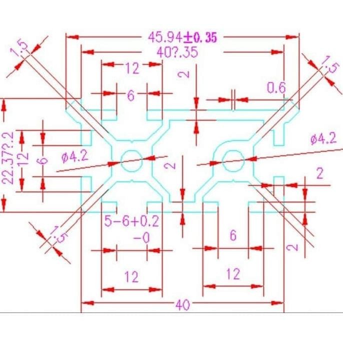 Aluminium Profile V Slot Rail 2040E New Stok
