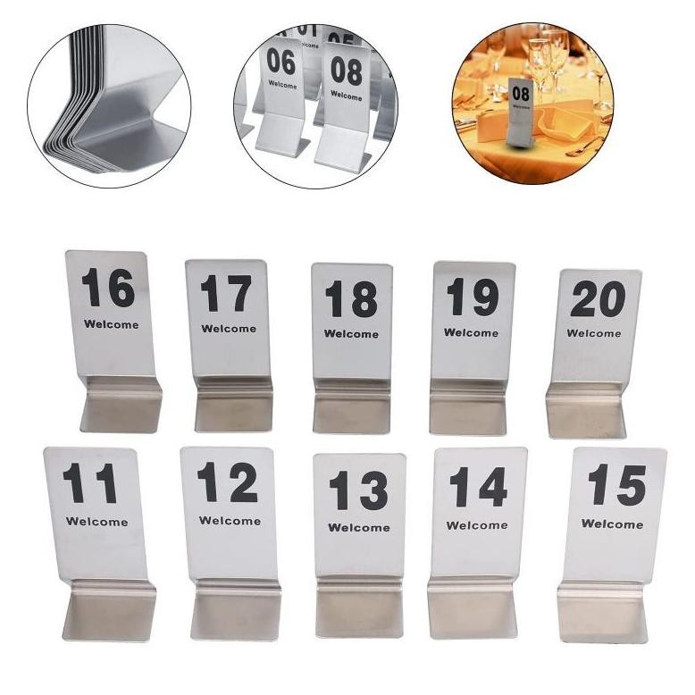 JH85 10pcs Nomor Meja Stainless Nomor 1-10 Nomor Meja Cafe Nomor Meja Restoran Original