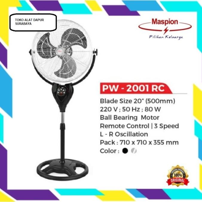 Kipas Angin Maspion Power Fan 20Inch Pw 2001 Rc 2001Rc Pw2001Rc Remote New Stok