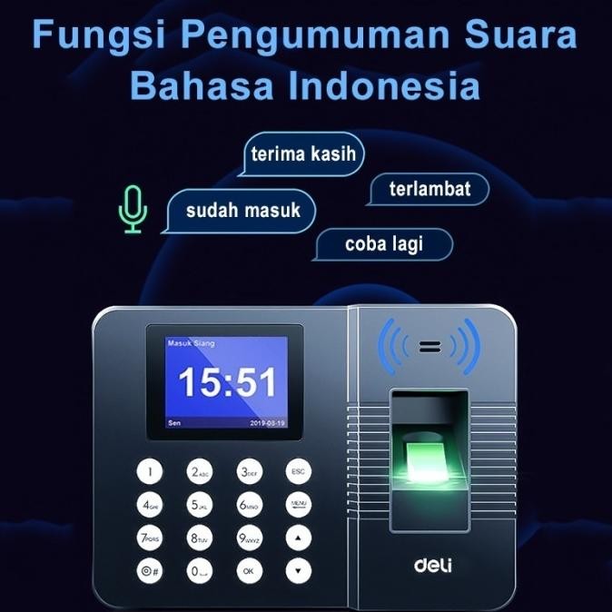 

Grosir Mesin Absensi Deli E3960 Sidik Jari - 1000 Karyawan