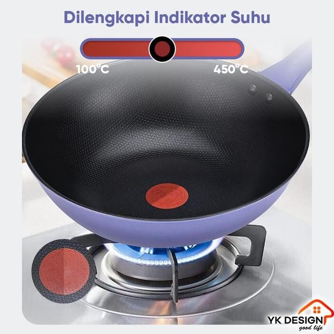 Promo Yk Design Wajan Batu Medis Warna Ungu Model Indikator Suhu Otomatis Ukuran 32 Cm Yk - 853