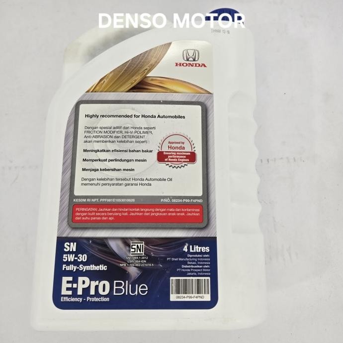 Grosir Oli Honda E-Pro Blue 5W-30 Sn Fully Synthetic 4L