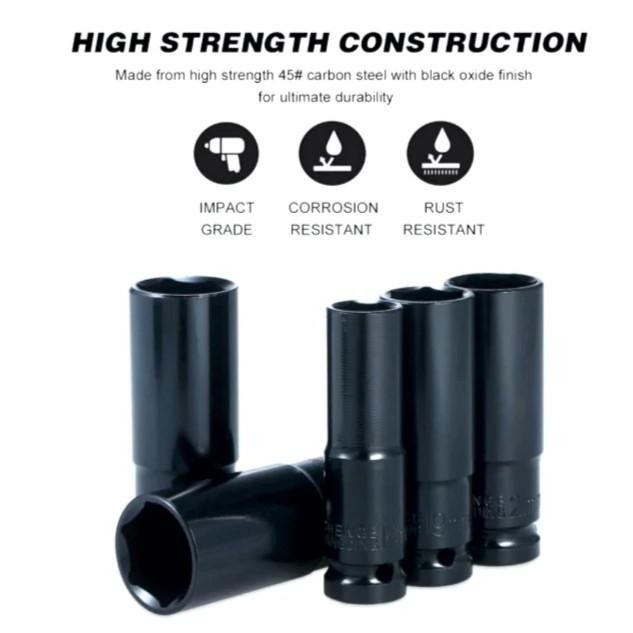 MOLLAR DEEP SOCKET impact SET 10 PCS (8-24mm) 1/2 inch deep wall sock