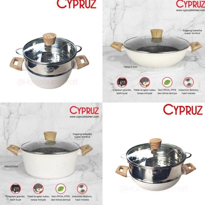 Panci Steamer Granite Putih Mpasi Bayi Kuali Wajan Kukusan Saucepot VIP