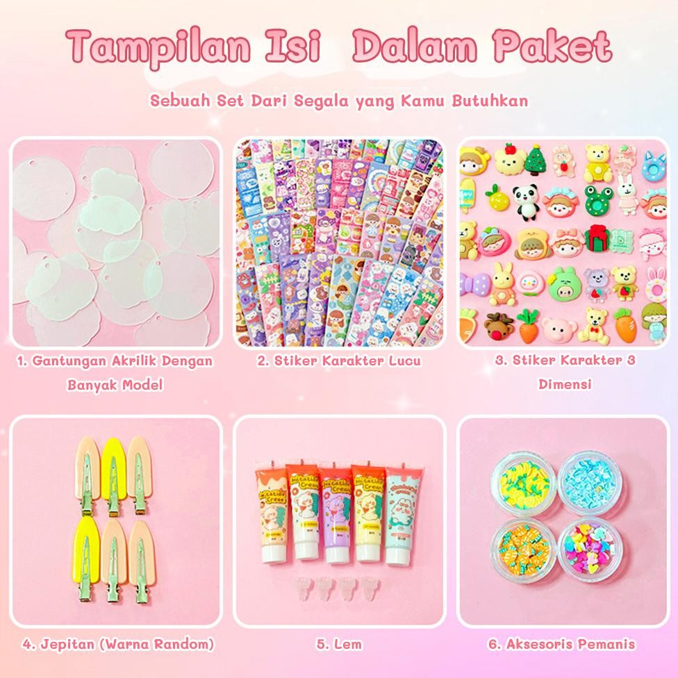 Mamibayi 685pcs DIY Gantungan Kunci Akrilik Guka Set Mainan Cream Gooka Anak/Diy Guka Set Gantungan 