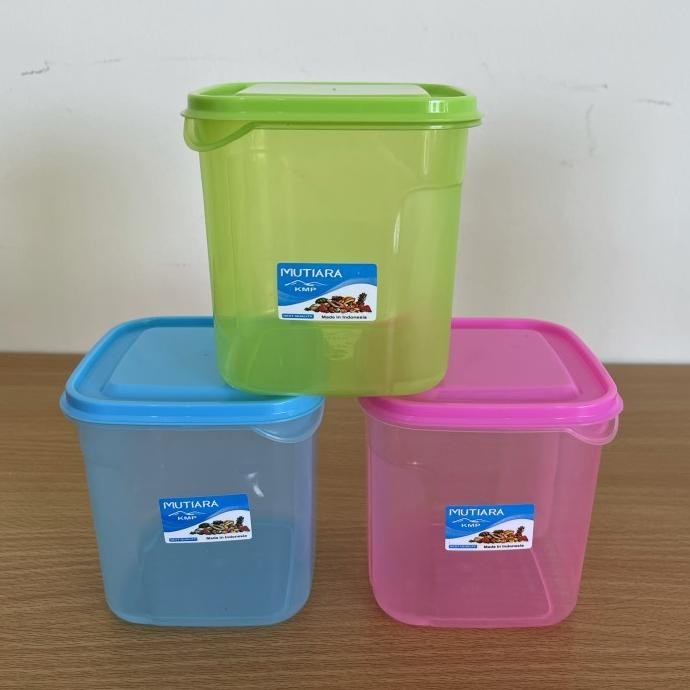 Toples Kotak 800ml (9.5x9.5 h:10) Warna Plastik Wadah Kue Makanan