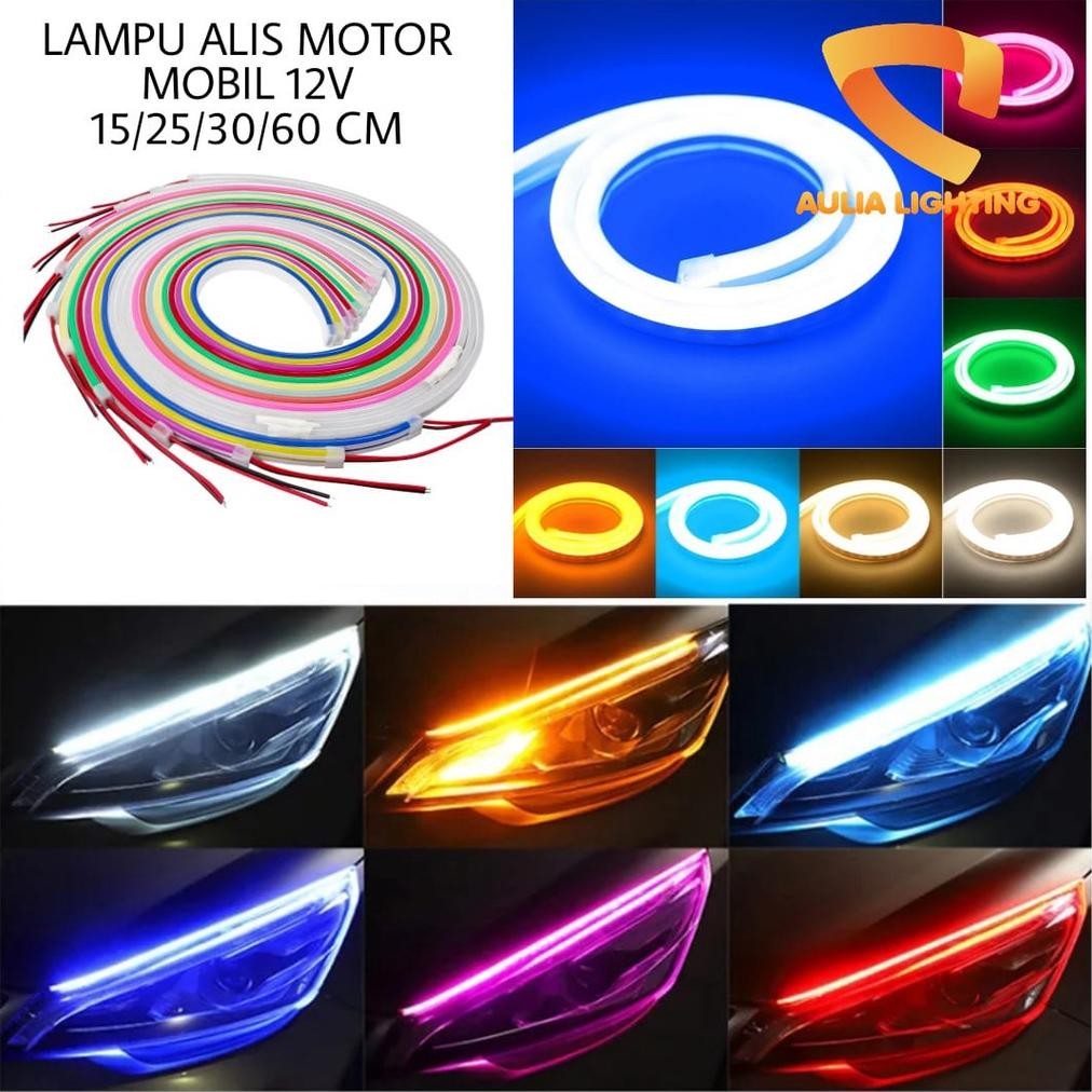 LAMPU ALIS 12V MOTOR MOBIL DRL 15CM 25CM 30CM 60CM WATERPROOF IP65 NEON FLEX LED EYES ANTI AIR PANAS