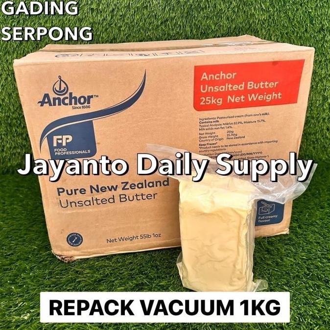 

Murah Unsalted Butter Anchor 1Kg Repack Vacuum / Pure Butter / Mpasi - 100% Halal
