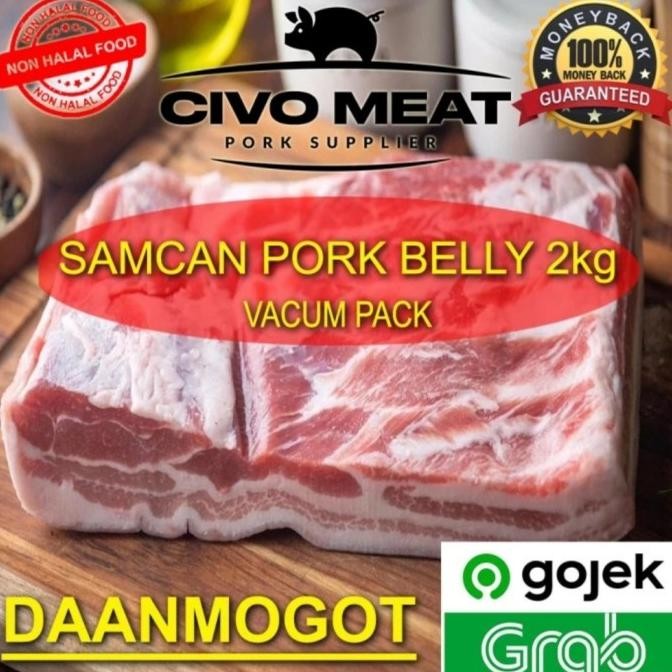 Grosir Samcan Babi Kulit / Pork Belly Whole Cut Utuh 2 Kg Untuk Babi Panggang