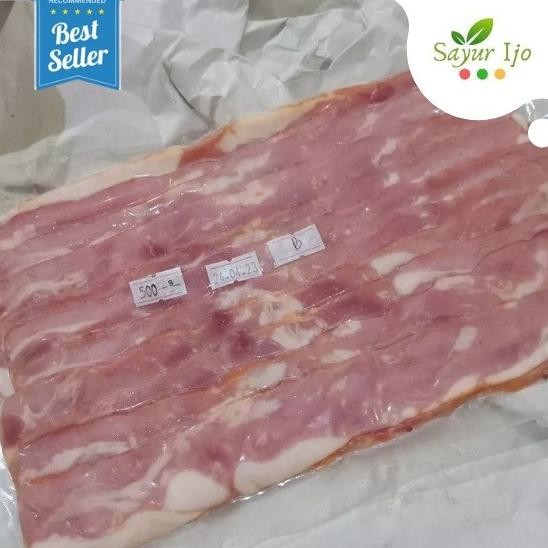 

Murah Smoked Bacon 500 Gr / Pack Fresh Frozen Streaky Pork Belly Daging Babi