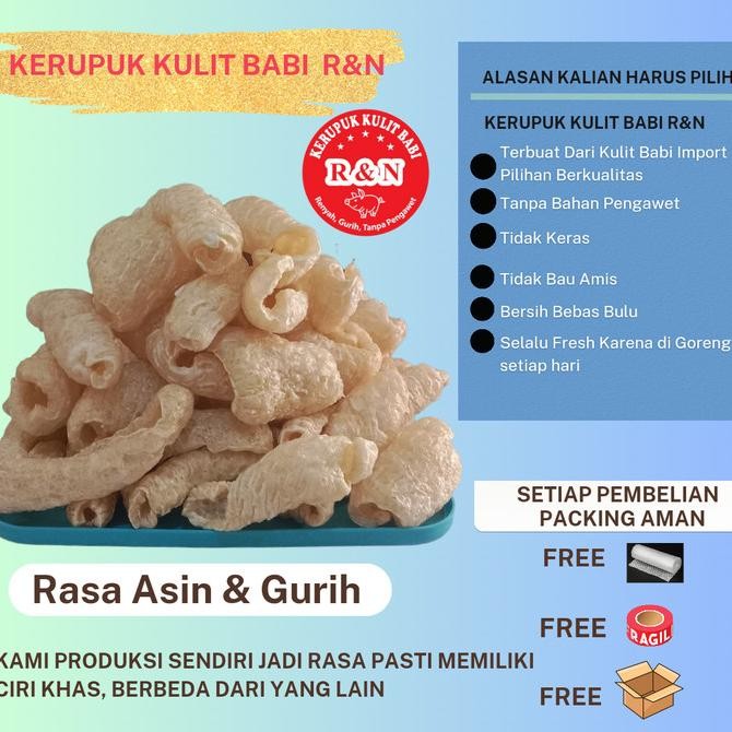 

Grosir Kerupuk Kulit Babi R&N Import Mentah 500G Cu Jiu Cha Rambak Premium