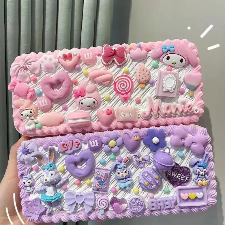 

LeiaoIndonesia+ReadyDIY Deco Cream Pencil Case /Tetapkan Kotak Pen/Tempat pensil menghias/ Deco Cream Clay Kotak Kit//Stationery Pake Handmade