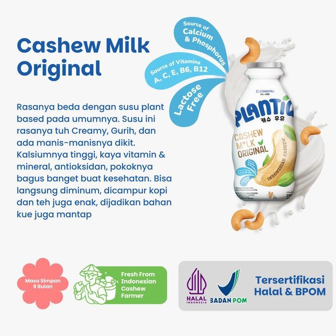 

Murah [12 Pcs Mix] Plantiq Cashew Milk Original Chocolate 200Ml - Susu Kacang Mede Rasa Original & Coklat - Non Dairy Milk Lactose Free
