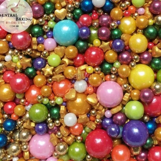 

Promo Sprinkle Kue Mutiara Mix Metalik Rainbow 2 / Springkel Sprinkel Star