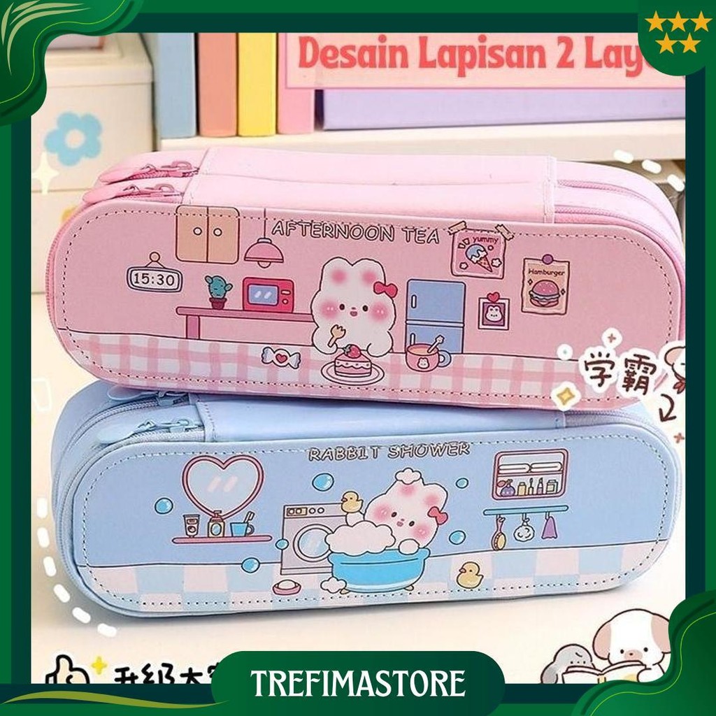

Kotak Pensil Pena 2 Layer/Tingkat Tempat Pensil Alat Tulis Anak Waterproof Inport -Kp020 Ori