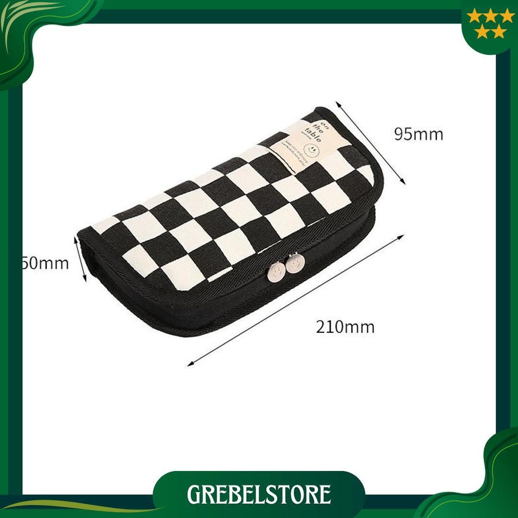 

Carat Tempat Alat Tulis Jepang Berkapasitas Besar / Kotak Pensil Kotak-Kotak Hitam Putih Berkapasitas Besar / Kotak Pensil / Super Large Capacity Pencil Case Cod