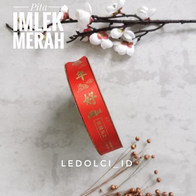

Sale (Roll)Pita Imlek Cny Sincia Merah Emas Lbr 2.5 Cm 1 Roll = 50 Yrd/45 M