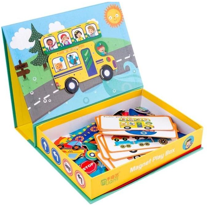 Mainan Edukatif Anak Kotak Mainan Puzzle Magnet - Puzzle Magnet Play Box Kayu Toys