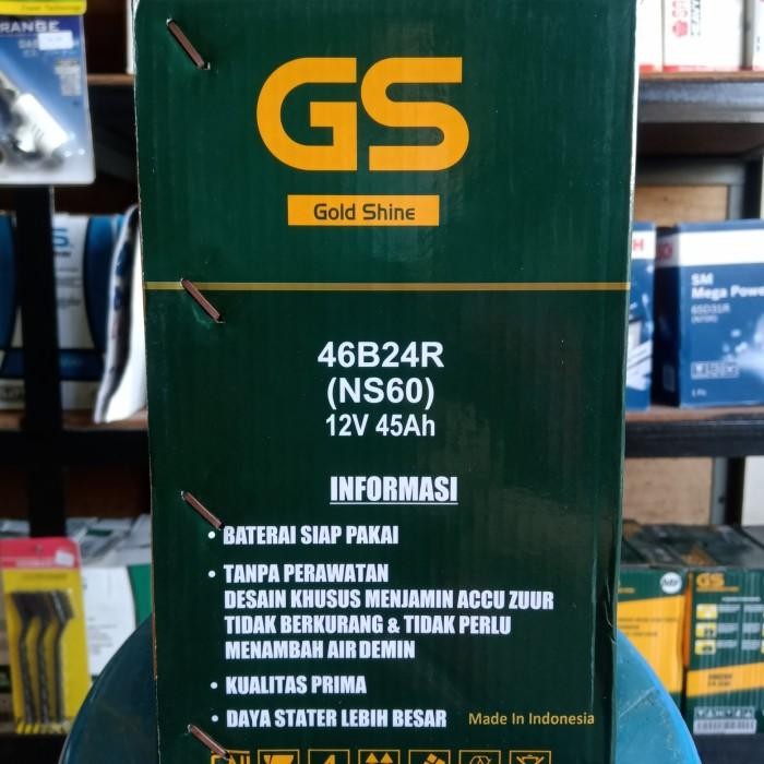 Aki Mobil/ Genset/ Gs Gold Shine Mf Ns60/ Gs Mf Ns 60/ Gs Kering Ns 60 Original Dan Terpercaya