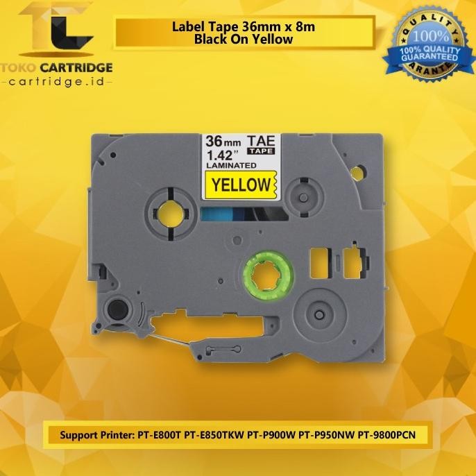 

Label Tape Black On Yellow 36Mm Tze-661 Casette Laminated Compatible Co
