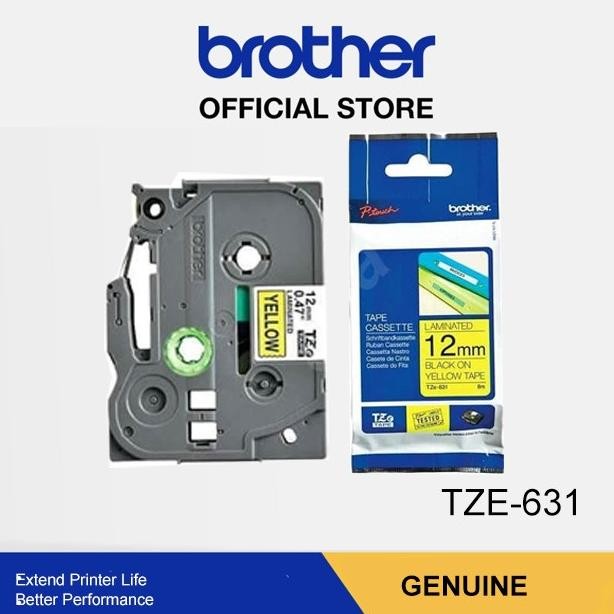 

Label Tape Cassete Brother Laminated 12Mm Black On Yellow Tze-631 Co