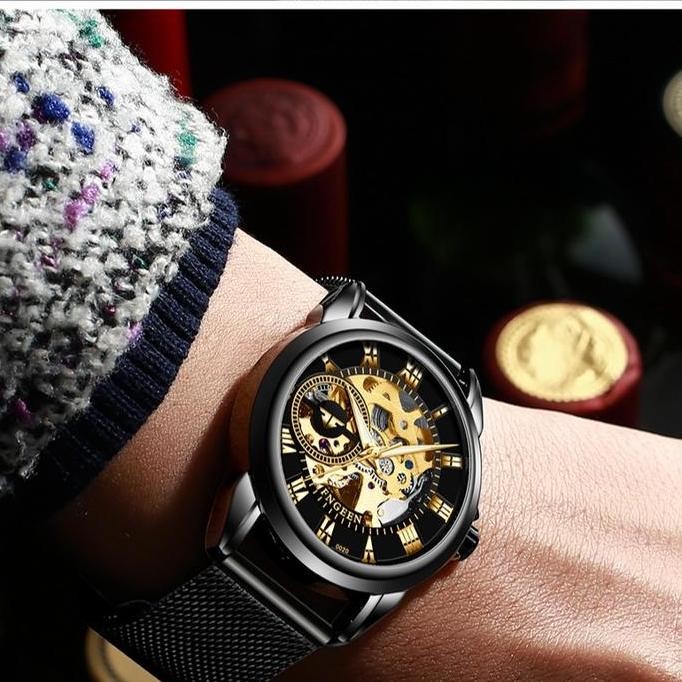 BINBOND Jam Tangan OTOMATIS Pria Tanpa Baterai Luxury Stainless Steel Original Tahan Air Fashion Men