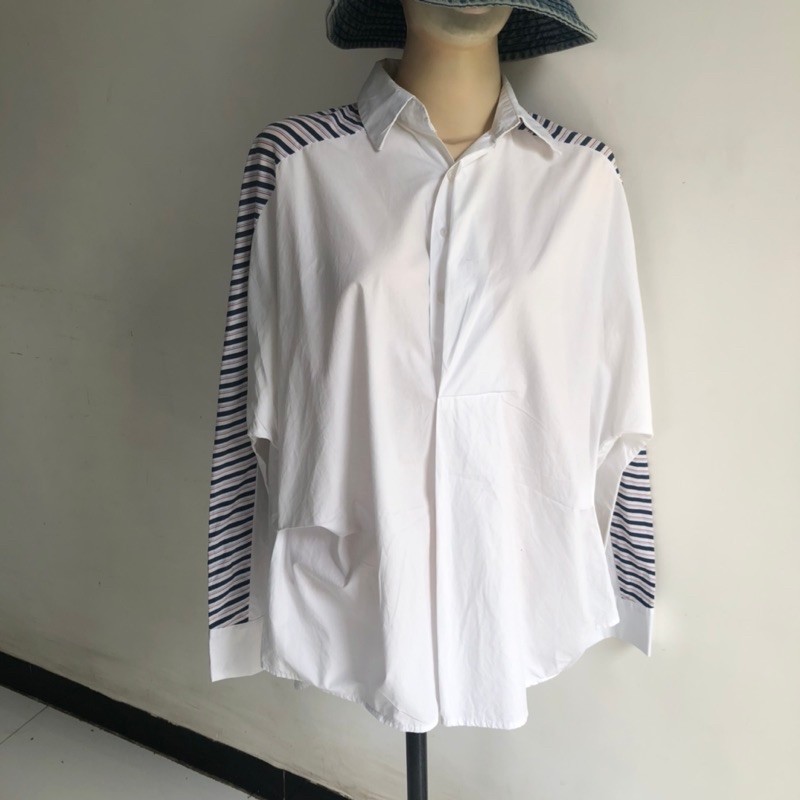 blouse over size garis model unik