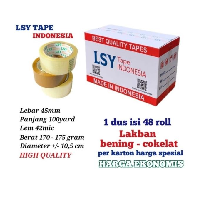 

lakban bening - cokelat termurah LSY TAPE 1 dus isi 48roll 100yard CHO murah