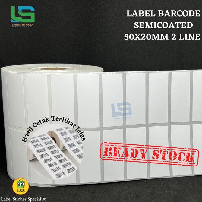 

LABEL BARCODE 50x20 mm SEMICOATED STIKER LABEL 50x20mm murah