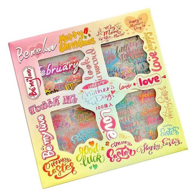 

[MILOLI] 100lembar VINTAGE PLANT ENGLISH Sticker PET DIY Scrapbook Stiker Hias Lucu in Box -B0387 murah