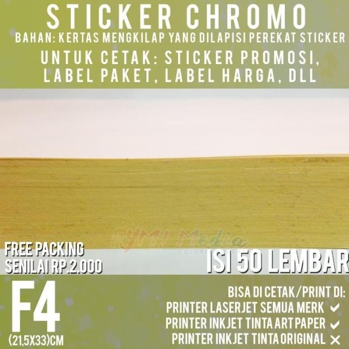 

Sticker Chromo F4 isi 50 / Kertas Stiker Bontax Glossy Mengkilap Folio murah