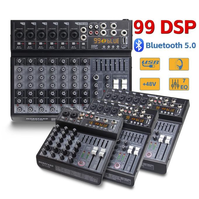 Mixer 4/6/8 Channel Mixer Audio Mixer Profesional Amplifier Stereo Output, Recording Function Co