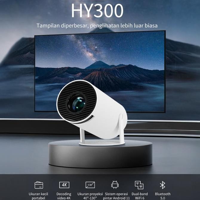 Proyektor Hy300 8K Ultra Hdmi 1080P Android 11.0 Wifi Bluetooth Telepon Wireless Smart Proyektor 800