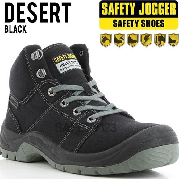 Jogger Desert Black Sepatu Safety Shoes Casual Sporty New Stok
