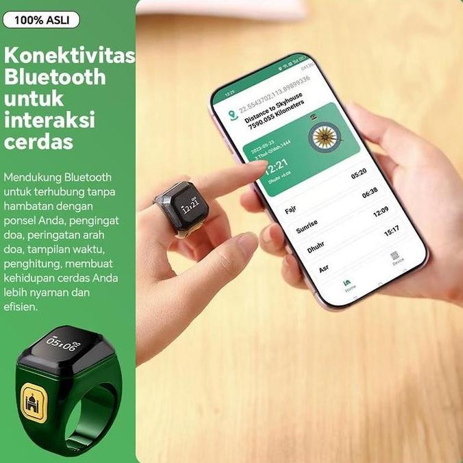 Promo Muslim Iqibla Zikr Ring Tasbih Digital Tasbih Smart Iqibla Ring Iqibla Ring Tasbih Digital Blu