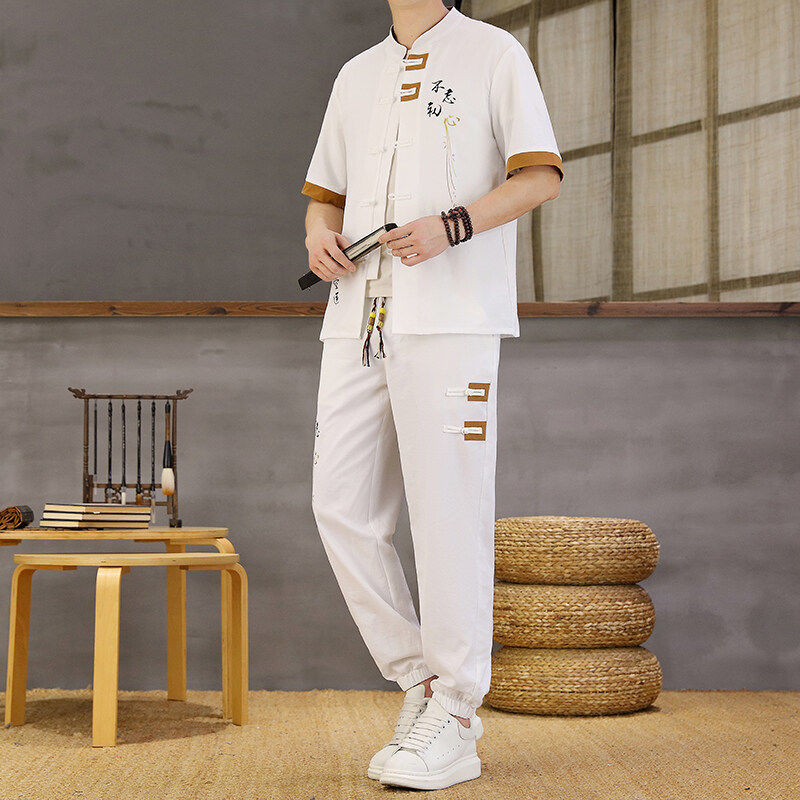 Setelan Pria Sederhana Bernapas Hanfu Pakaian Pria