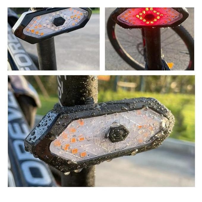 LAMPU BELAKANG SEPEDA NIRKABEL USB RECHARGE LAMPU SEIN SEPEDA REMOTE CONTROL PERINGATAN KESELAMATAN