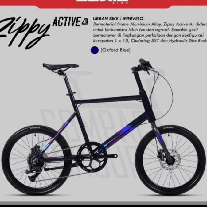 SEPEDA MINIVELO GENIO ZIPPY ACTIVE AL 10 SPEED REM HIDROLIK (20 INCH)