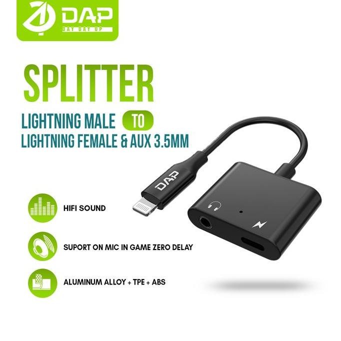 Sale Dap Kabel Audio Lightning Connector With Lightning & Aux 3.5 Mm D-Au18 Black Aksesoris Metal