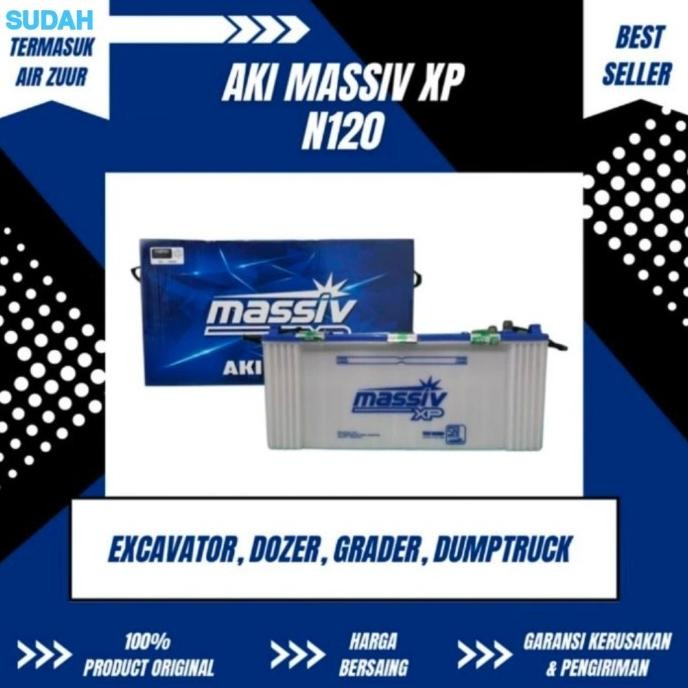 Terlaris Aki Massiv N 120 120 Amper Termasuk Air Zuur Accu Truk Genset Bensin Solar Diesel Excavator